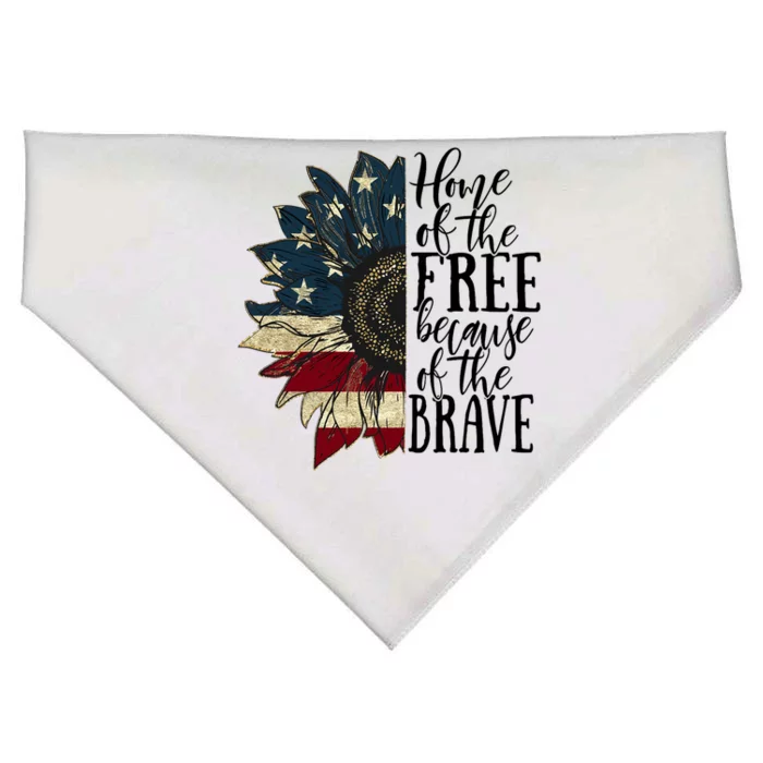 Home of the Free because of the Brave American Sunflower USA-Made Doggie Bandana