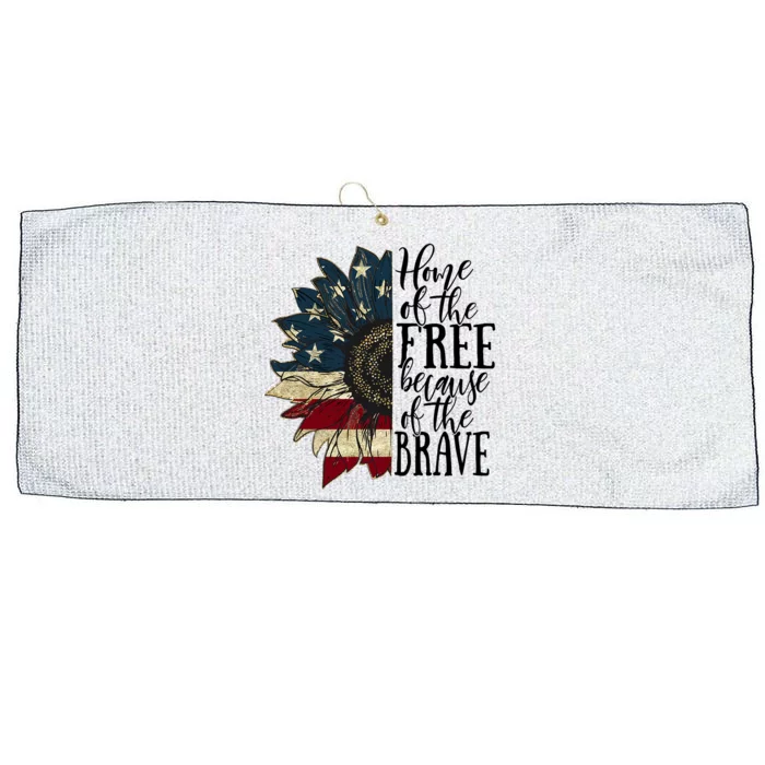 Home of the Free because of the Brave American Sunflower Large Microfiber Waffle Golf Towel