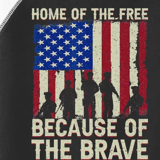 Home Of The Free Because Of The Brave American Flag 4th July Toddler Fine Jersey T-Shirt