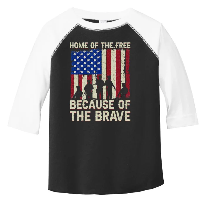 Home Of The Free Because Of The Brave American Flag 4th July Toddler Fine Jersey T-Shirt