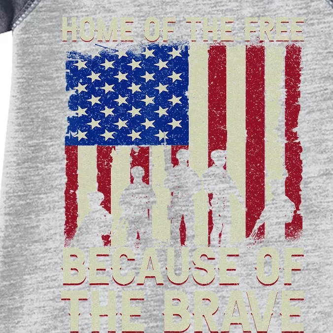 Home Of The Free Because Of The Brave American Flag 4th July Infant Baby Jersey Bodysuit