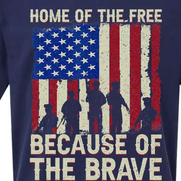 Home Of The Free Because Of The Brave American Flag 4th July Sueded Cloud Jersey T-Shirt