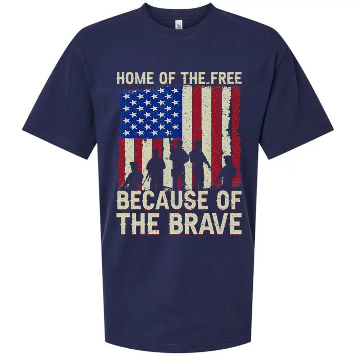 Home Of The Free Because Of The Brave American Flag 4th July Sueded Cloud Jersey T-Shirt