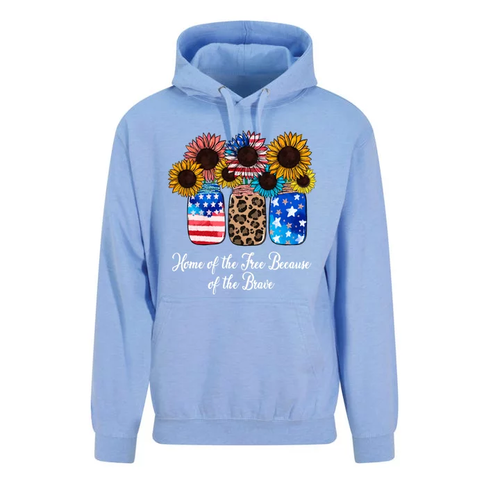 Home Of The Free Because Of The Brave Sunflower 4th Of July Gift Unisex Surf Hoodie