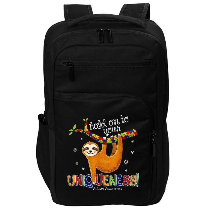 Hold On To Your Uniqueness Sloth ASD Awareness Impact Tech Backpack