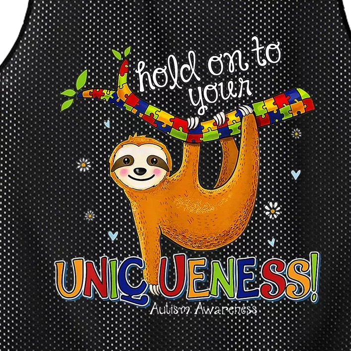 Hold On To Your Uniqueness Sloth ASD Awareness Mesh Reversible Basketball Jersey Tank