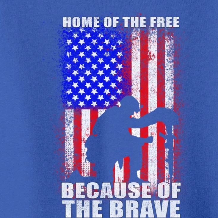 Home Of The Free Because Of The Brave Distress American Flag Gift Toddler T-Shirt