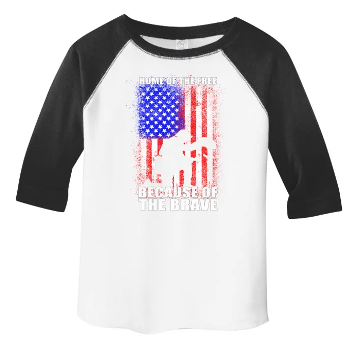 Home Of The Free Because Of The Brave Distress American Flag Gift Toddler Fine Jersey T-Shirt