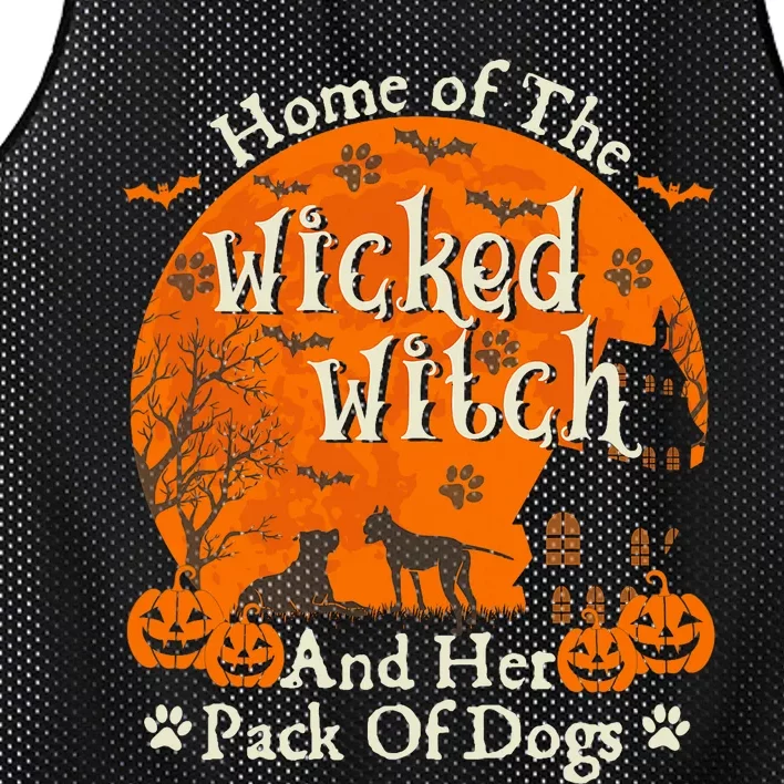 Home Of The Wicked Witch And Her Pack Of Dog Funny Halloween Mesh Reversible Basketball Jersey Tank