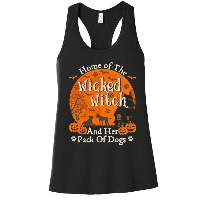 Home Of The Wicked Witch And Her Pack Of Dog Funny Halloween Women's Racerback Tank