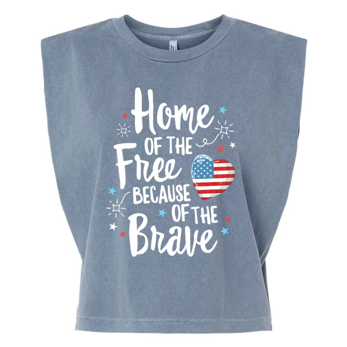 Home Of The Free Veterans 4th Of July Women Wife Patriotic Garment-Dyed Women's Muscle Tee