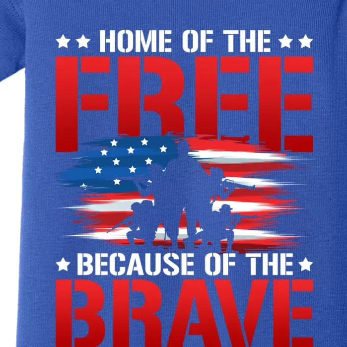 Home Of The Free Because Of The Brave Veteran Proud Soldier Funny Gift Baby Bodysuit