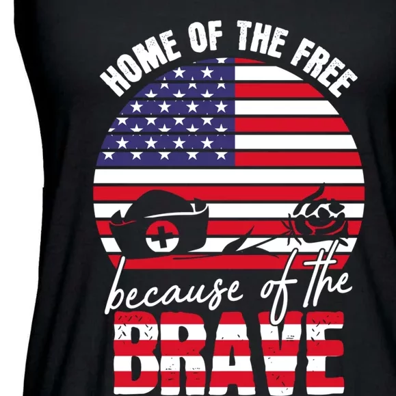 Home Of The Free Because Of The Brave Memorial Day May 25th Cool Gift Ladies Essential Flowy Tank