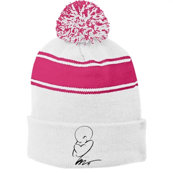 Hold On To Love Stripe Pom Pom Beanie