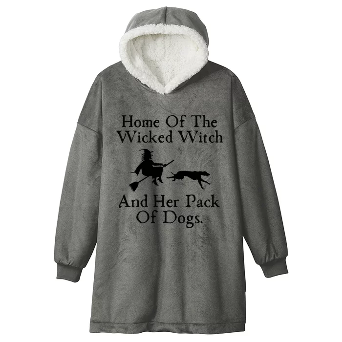 Home Of The Wicked Witch And Her Pack Of Dog Funny Halloween Hooded Wearable Blanket