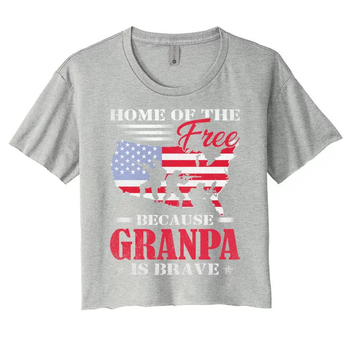 Home Of The Free Because My Grandpa Is Brave Veteran Day Gift Women's Crop Top Tee