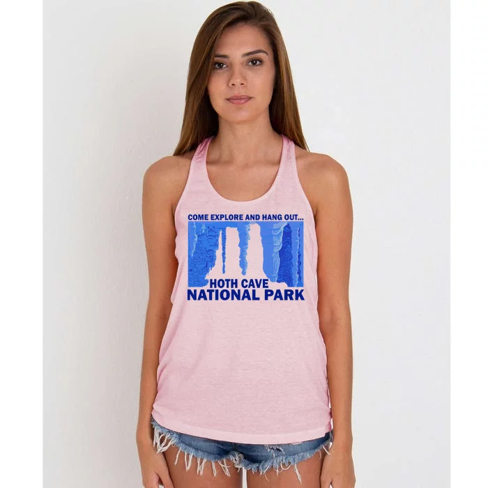 Hoth Ice Cave National Park Explore Women's Knotted Racerback Tank