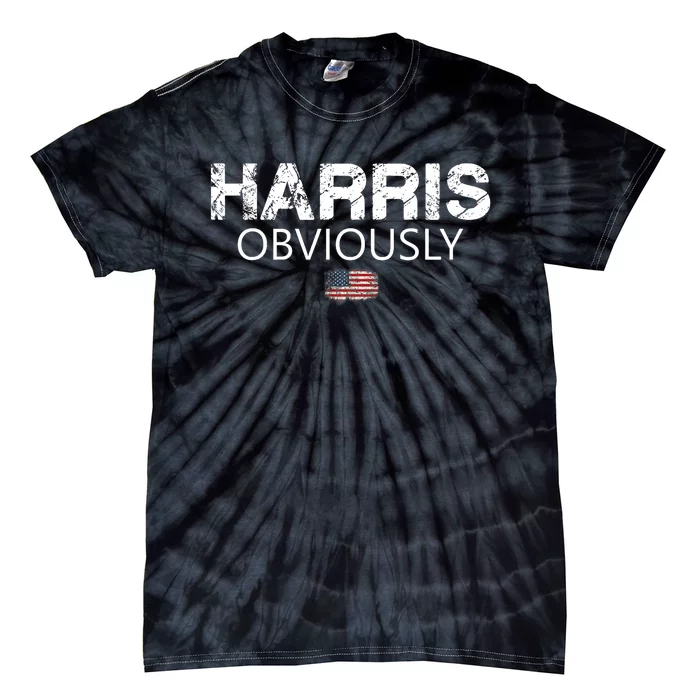 Harris Obviously Usa Flag Kamala Harris For President 2024 Tie-Dye T-Shirt