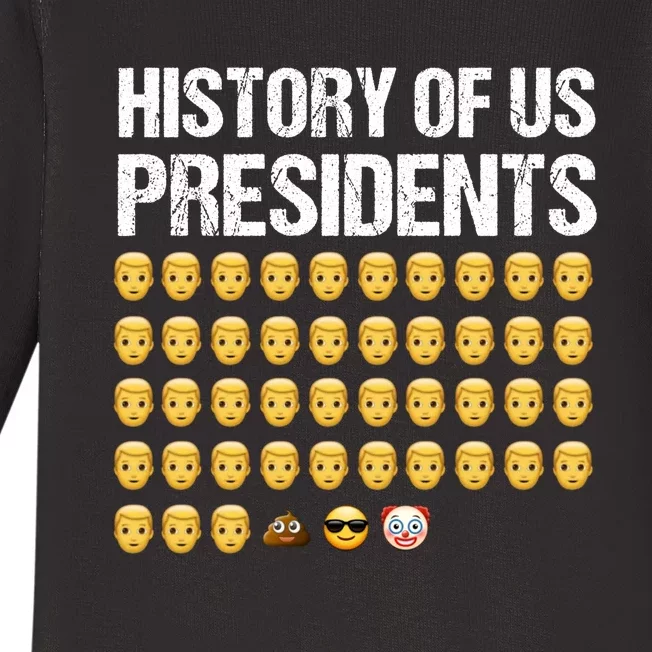 History Of US Presidents, USA Presidents Emoji Fun, Funny Emojis USA Baby Long Sleeve Bodysuit