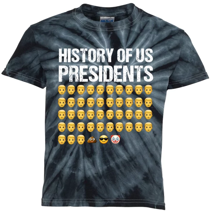 History Of US Presidents, USA Presidents Emoji Fun, Funny Emojis USA Kids Tie-Dye T-Shirt