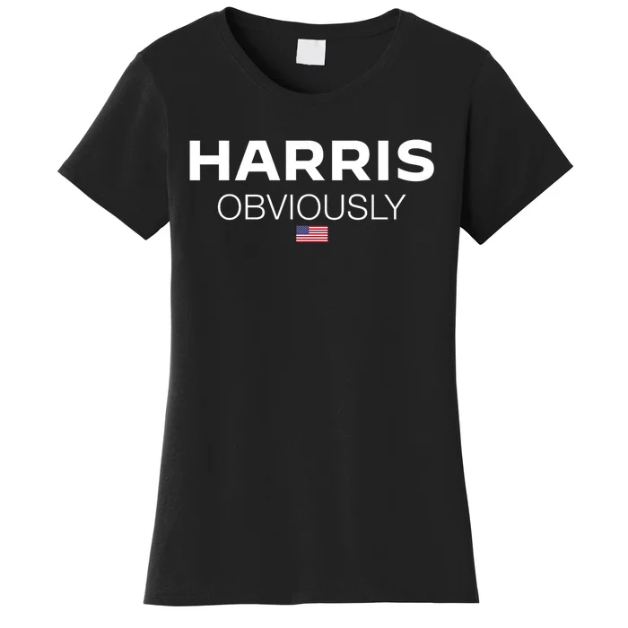 Harris Obviously Usa Flag Kamala Harris For President 2024 Women's T-Shirt