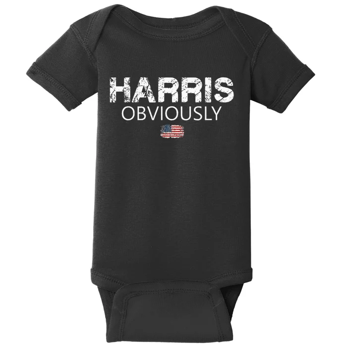 Harris Obviously Usa Flag Kamala Harris For President 2024 Baby Bodysuit