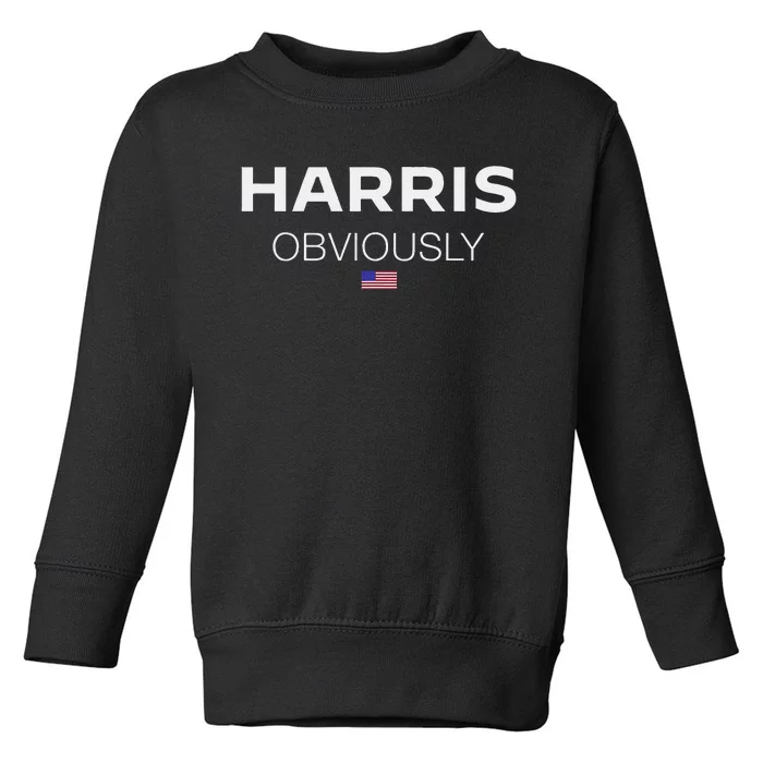 Harris Obviously Usa Flag Kamala Harris For President 2024 Toddler Sweatshirt