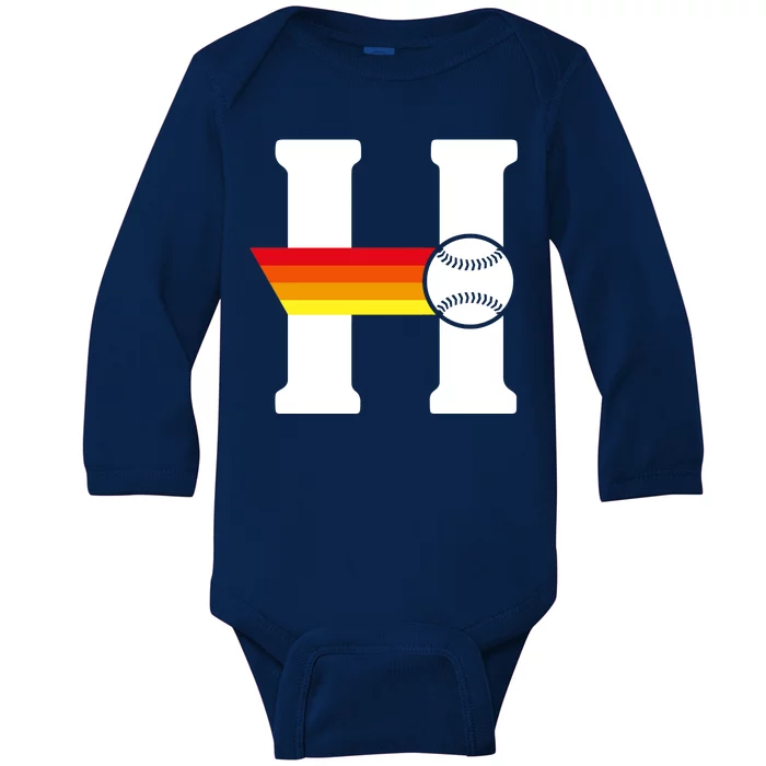 Houston Baseball H Baby Long Sleeve Bodysuit