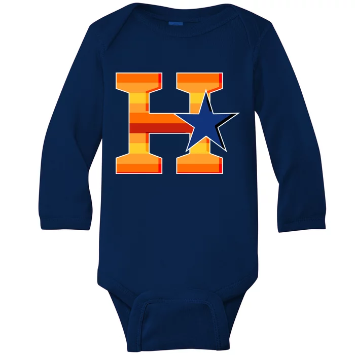 Houston Baseball H Star Logo Baby Long Sleeve Bodysuit