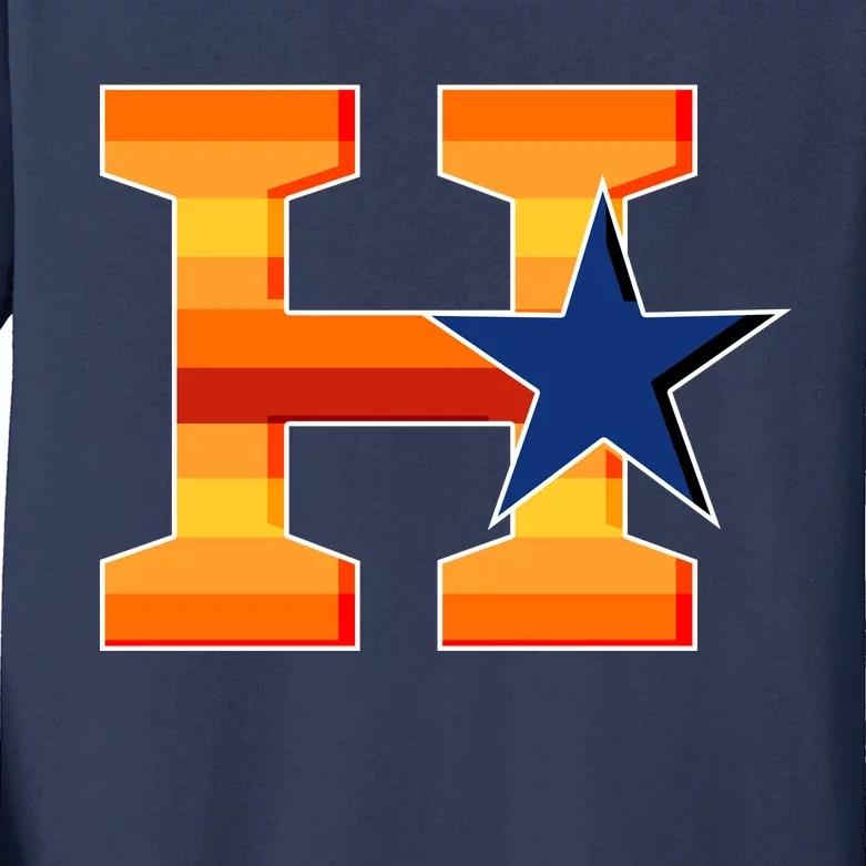 Houston Baseball H Star Logo Kids Long Sleeve Shirt