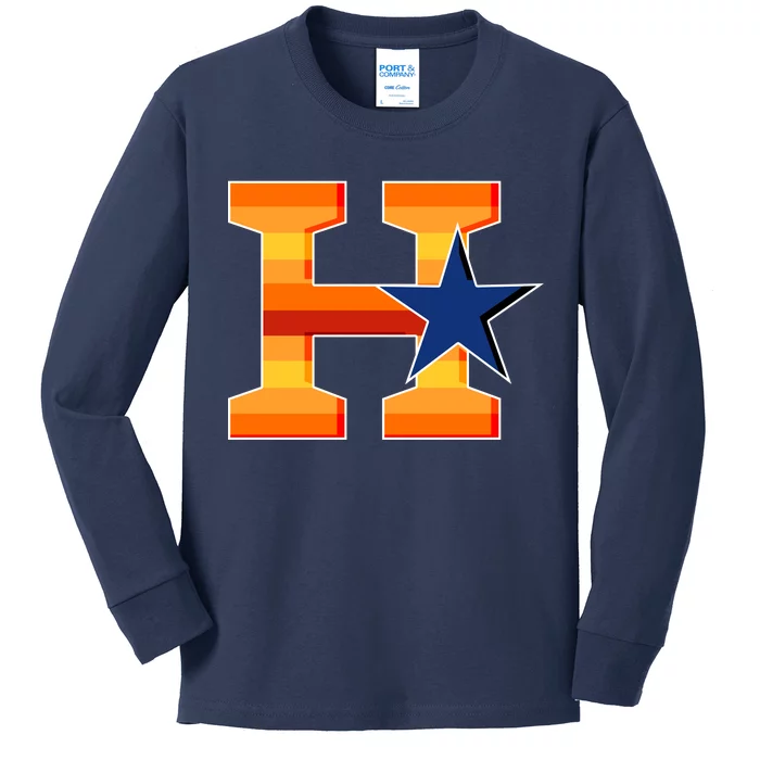 Houston Baseball H Star Logo Kids Long Sleeve Shirt