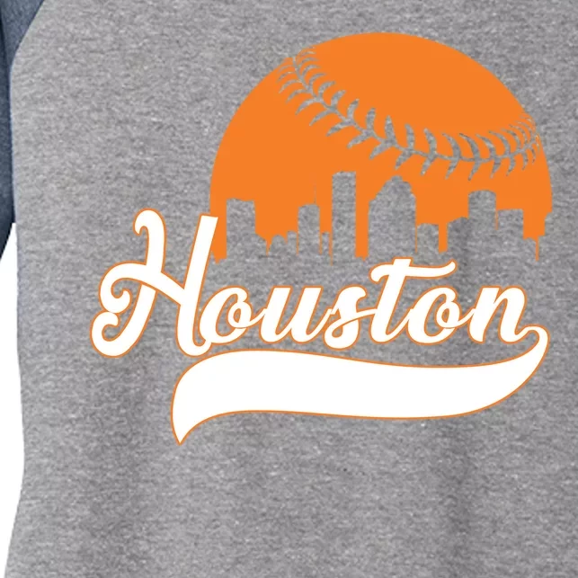 Houston Baseball Team City Women's Tri-Blend 3/4-Sleeve Raglan Shirt