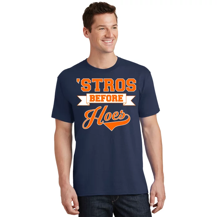 Houston 'Stros Before Hoes Baseball Script T-Shirt
