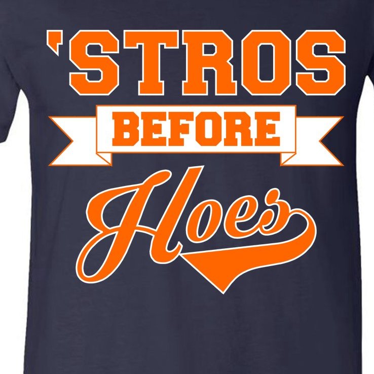 Houston 'Stros Before Hoes Baseball Script V-Neck T-Shirt