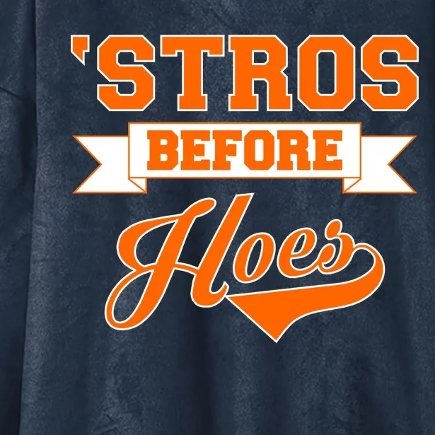 Houston 'Stros Before Hoes Baseball Script Hooded Wearable Blanket