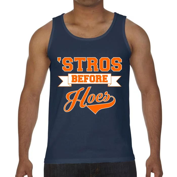 Houston 'Stros Before Hoes Baseball Script Comfort Colors® Tank Top