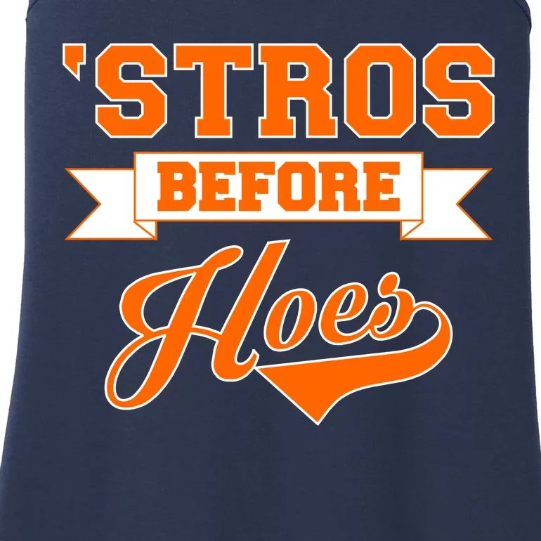 Houston 'Stros Before Hoes Baseball Script Ladies Essential Tank