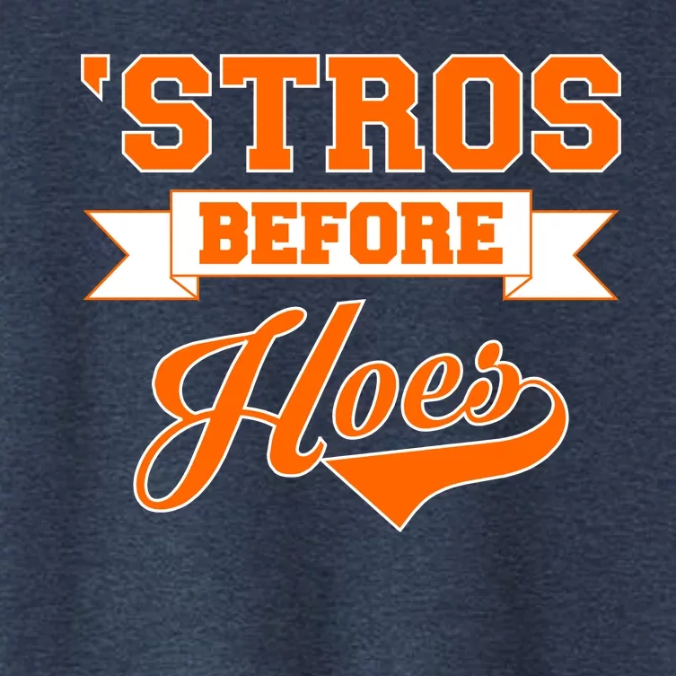 Houston 'Stros Before Hoes Baseball Script Women's Crop Top Tee