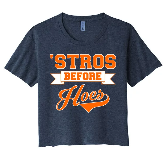 Houston 'Stros Before Hoes Baseball Script Women's Crop Top Tee