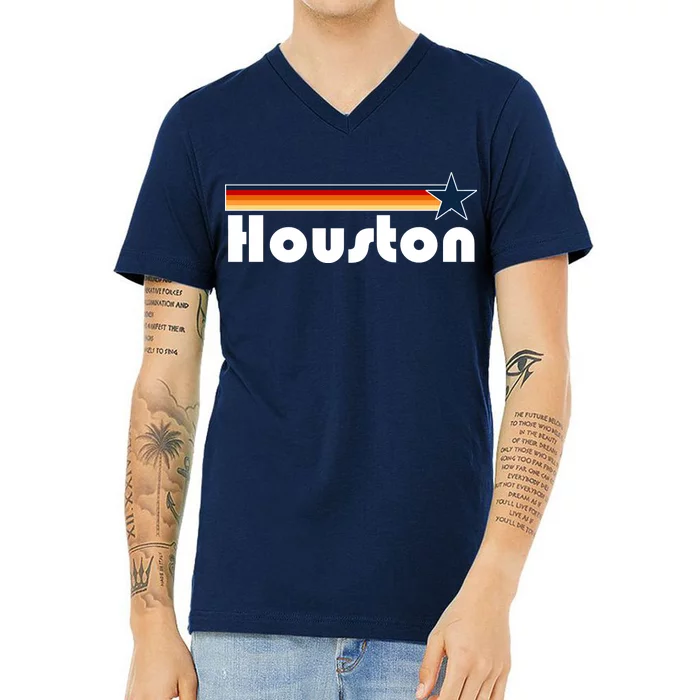 Houston Texas Baseball Colors Logo V-Neck T-Shirt