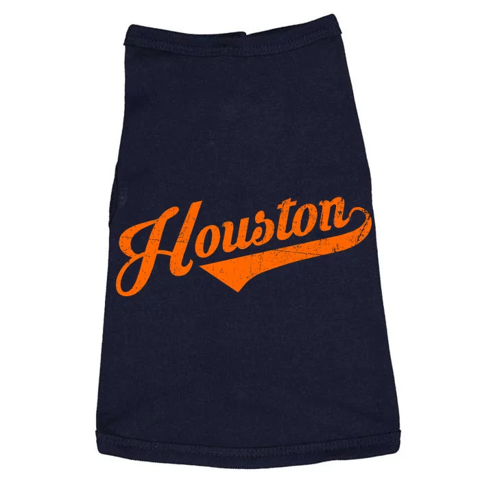 Houston, Texas City Vintage Baseball Script Doggie Tank