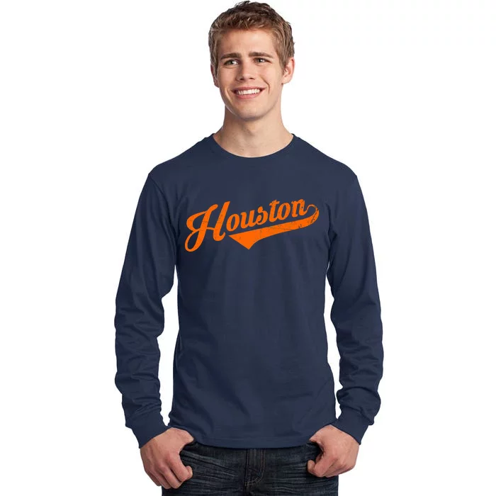 Houston, Texas City Vintage Baseball Script Tall Long Sleeve T-Shirt