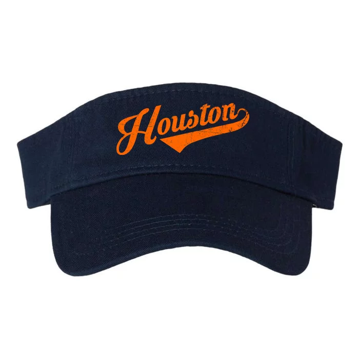 Houston, Texas City Vintage Baseball Script Valucap Bio-Washed Visor