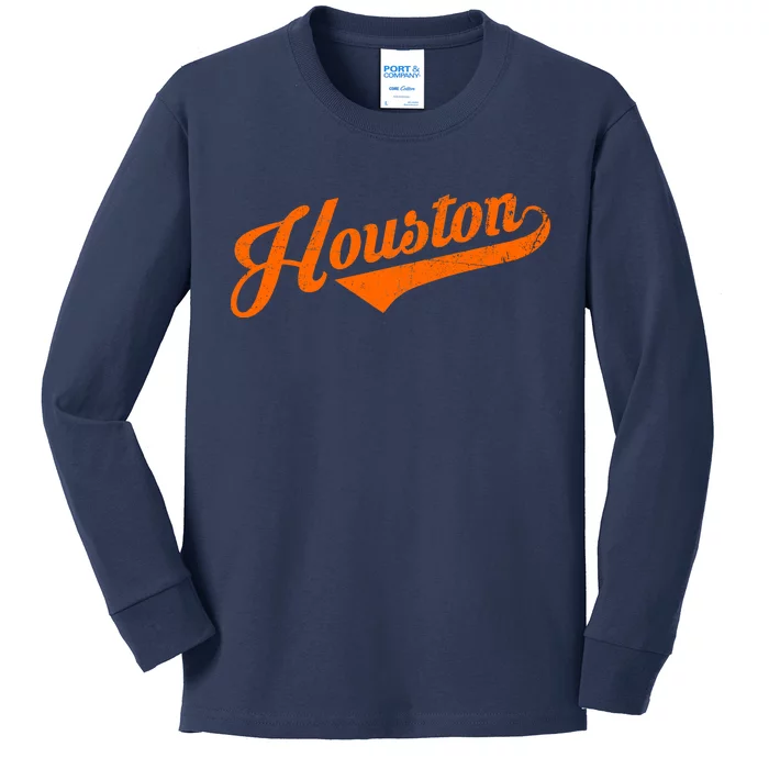 Teeshirtpalace Houston, Texas City Vintage Baseball Script Kids T-Shirt