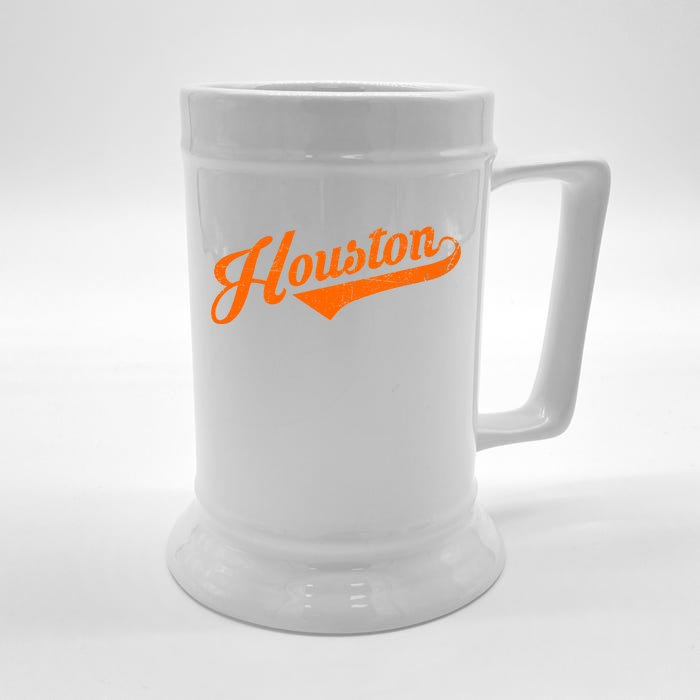 Houston, Texas City Vintage Baseball Script Front & Back Beer Stein