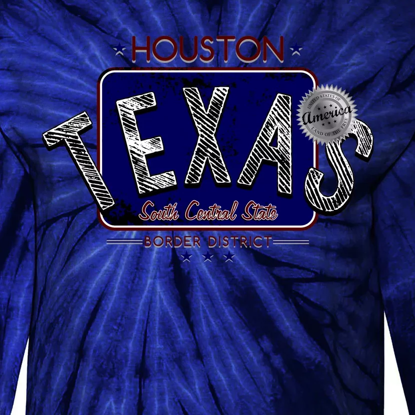 Houston Texas Land of the Free Logo Tie-Dye Long Sleeve Shirt