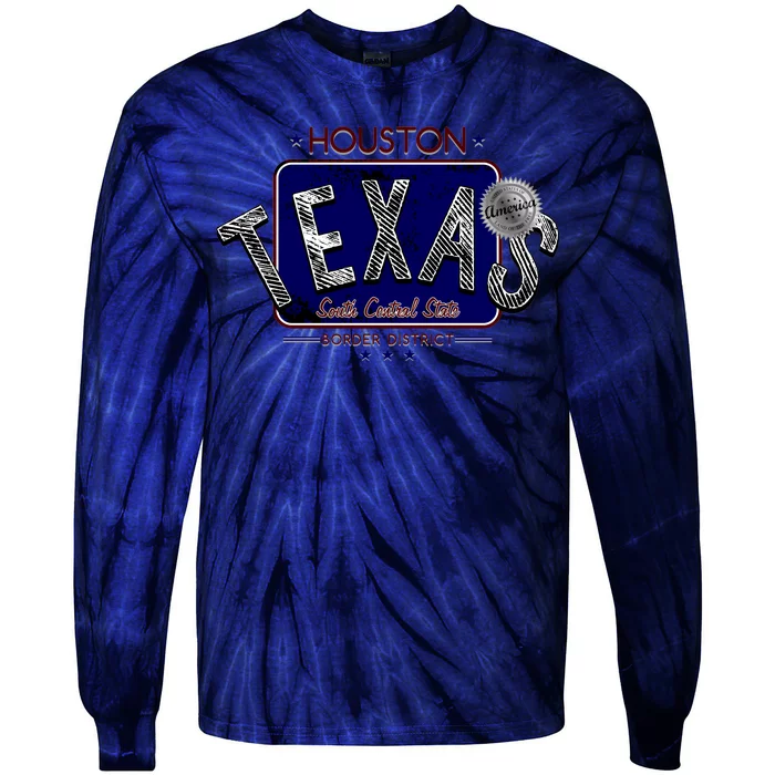 Houston Texas Land of the Free Logo Tie-Dye Long Sleeve Shirt