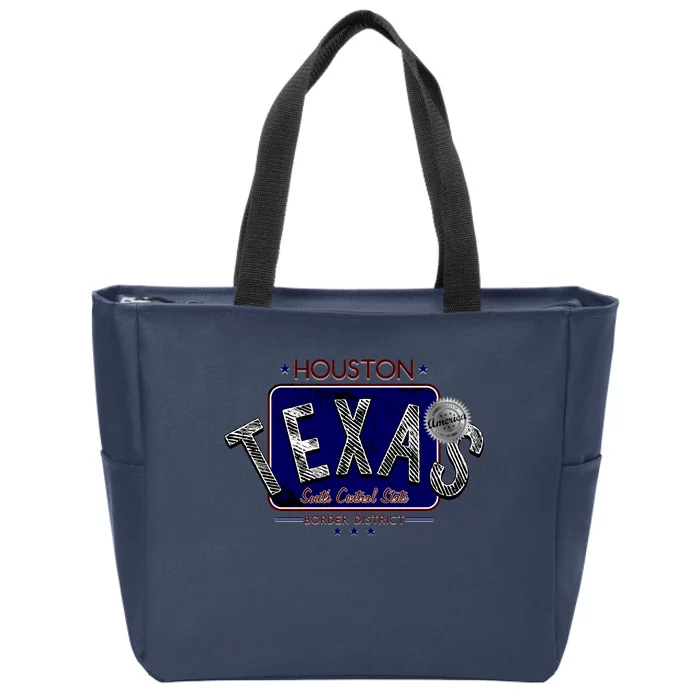 Houston Texas Land of the Free Logo Zip Tote Bag