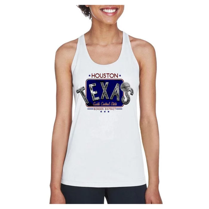 Houston Texas Land of the Free Logo Women's Racerback Tank