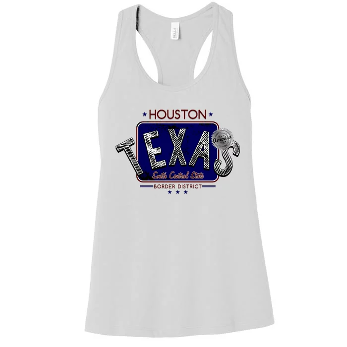 Houston Texas Land of the Free Logo Women's Racerback Tank